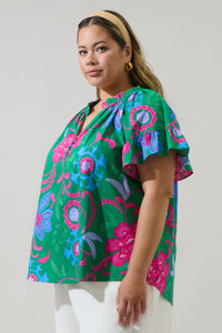 Cabina Floral Macy Ruffle Top Curve