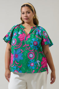 Cabina Floral Macy Ruffle Top Curve