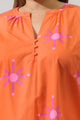 Karani Starburst Xoey Split Neck Top Curve