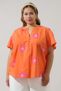 Karani Starburst Xoey Split Neck Top Curve