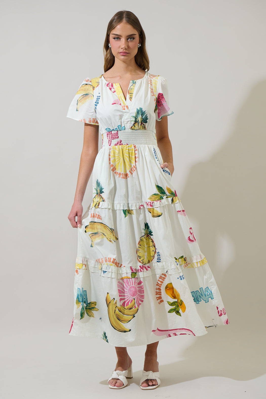 maxi island dresses Paradise Island Scalloped Vanilla Lace Maxi Dress M | Women's Online Boutique | Boho Chic Style