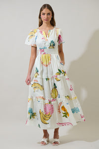 Zahra Island Palmer Poplin Tiered Maxi Dress