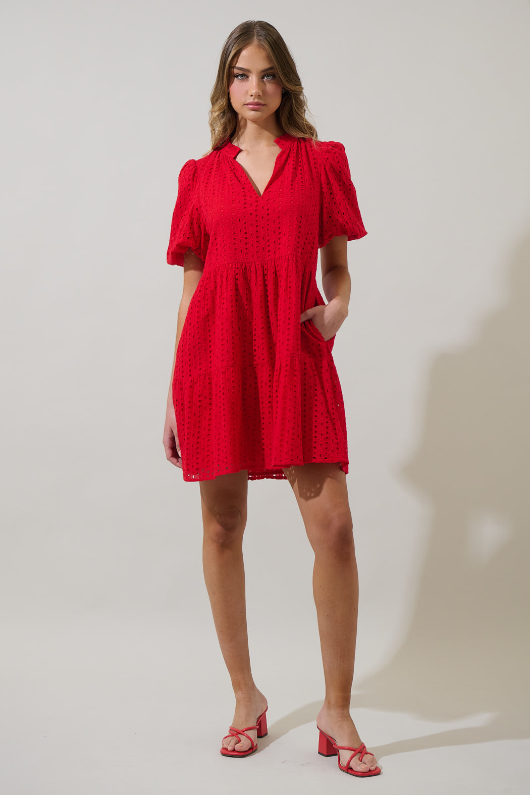 Jacey Babydoll Eyelet Mini Dress NAVY / XS by Sugarlips Jacey Babydoll Eyelet Mini Dress NAVY / XS by Sugarlips
