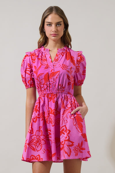 Weirly Floral Poplin Mini Dress – Sugarlips