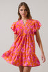 Cala Floral Lizzy Pleated Ruffle Mini Dress