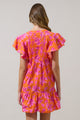 Cala Floral Lizzy Pleated Ruffle Mini Dress