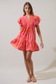 Cala Floral Lizzy Pleated Ruffle Mini Dress
