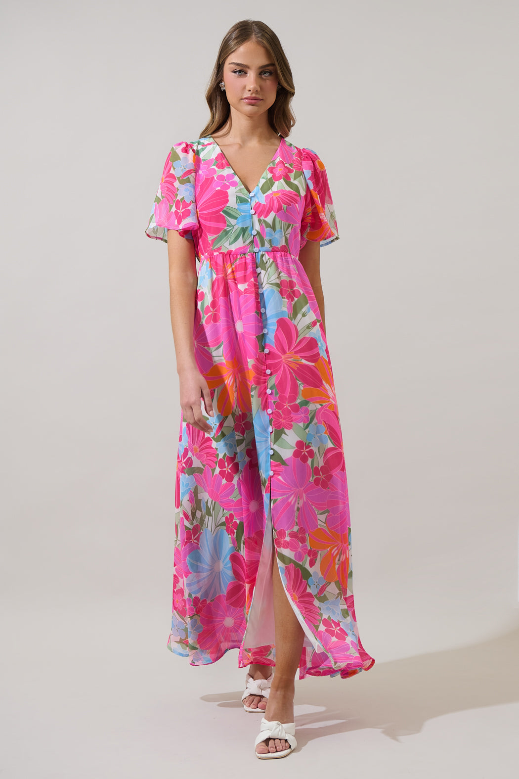 short front maxi dress Lauren Puff Sleeve Maxi Dress Navy / M