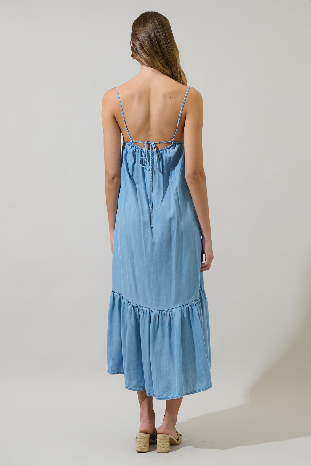 Juvia Chambray Cami Midi Dress LT-CHAMBRAY / XL by Sugarlips Juvia Chambray Cami Midi Dress LT-CHAMBRAY / XL by Sugarlips