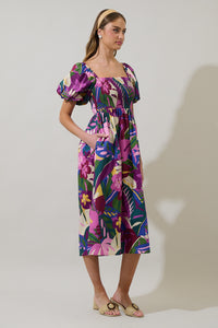 Blain Tropics Maray Smocked Midi Dress