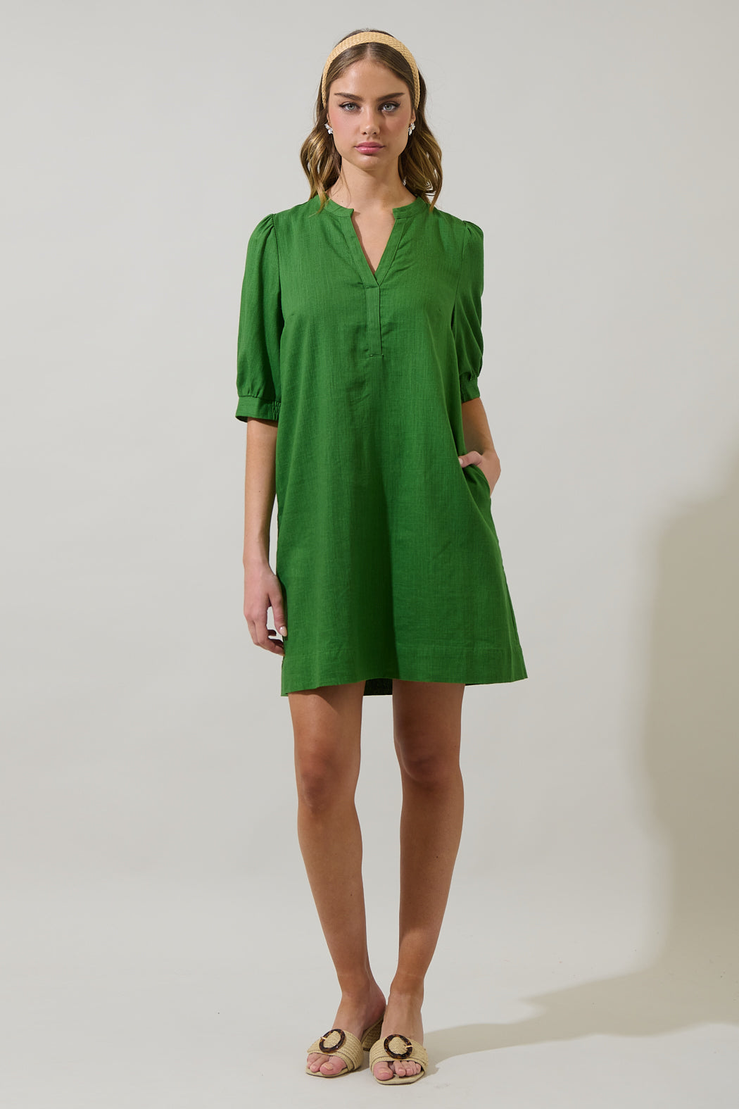 Ayline Linen Shift Mini Dress FUCHSIA / XS by Sugarlips Ayline Linen Shift Mini Dress FUCHSIA / XS by Sugarlips