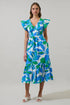 Pansie Floral Alara Ruffle Midi Dress