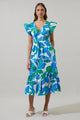 Pansie Floral Alara Ruffle Midi Dress
