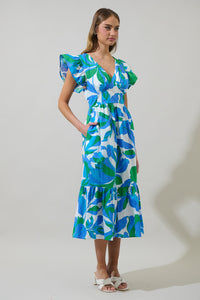Pansie Floral Alara Ruffle Midi Dress