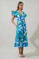 Pansie Floral Alara Ruffle Midi Dress