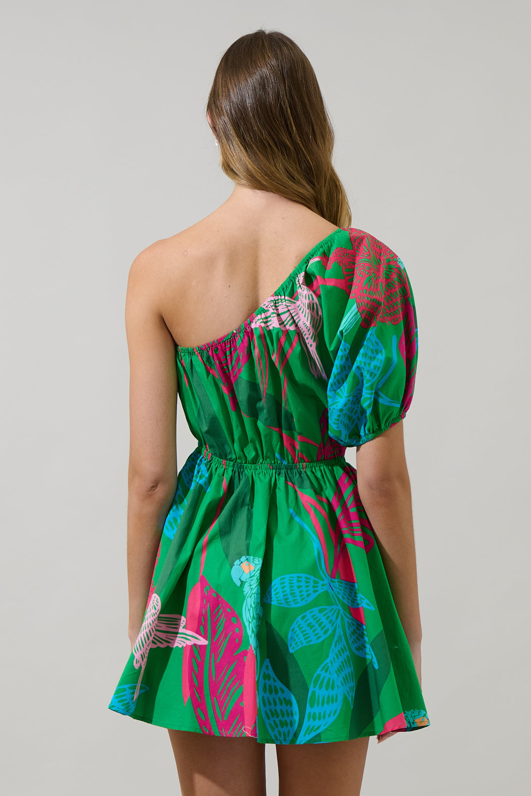 Meig Tropical Menly One Shoulder Mini Dress Sugarlips Meig Tropical Menly One Shoulder Mini Dress Sugarlips