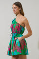 Meig Tropical Menly One Shoulder Mini Dress