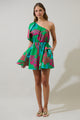 Meig Tropical Menly One Shoulder Mini Dress