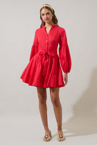Laria Poplin Button Down Mini Dress