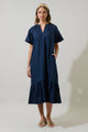 Reya Pleated Midi Dress