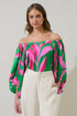Zarae Blossom Off the Shoulder Balloon Sleeve Top