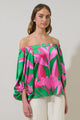 Zarae Blossom Off the Shoulder Balloon Sleeve Top