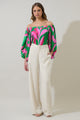 Zarae Blossom Off the Shoulder Balloon Sleeve Top