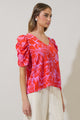 Rania Floral Chancellor Ruched Sleeve Blouse