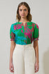 Meig Tropical Neli Split Neck Top