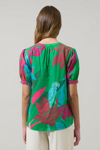 Meig Tropical Neli Split Neck Top