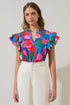 Exene Floral Emery Split Neck Top