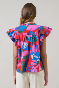 Exene Floral Emery Split Neck Top