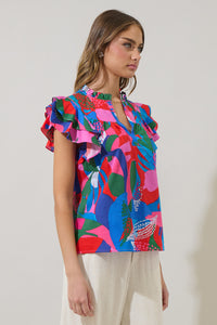 Exene Floral Emery Split Neck Top