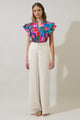 Exene Floral Emery Split Neck Top