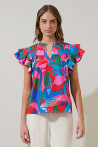 Exene Floral Emery Split Neck Top