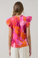 Merim Floral Deniza Split Neck Ruffle Top