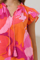Merim Floral Deniza Split Neck Ruffle Top