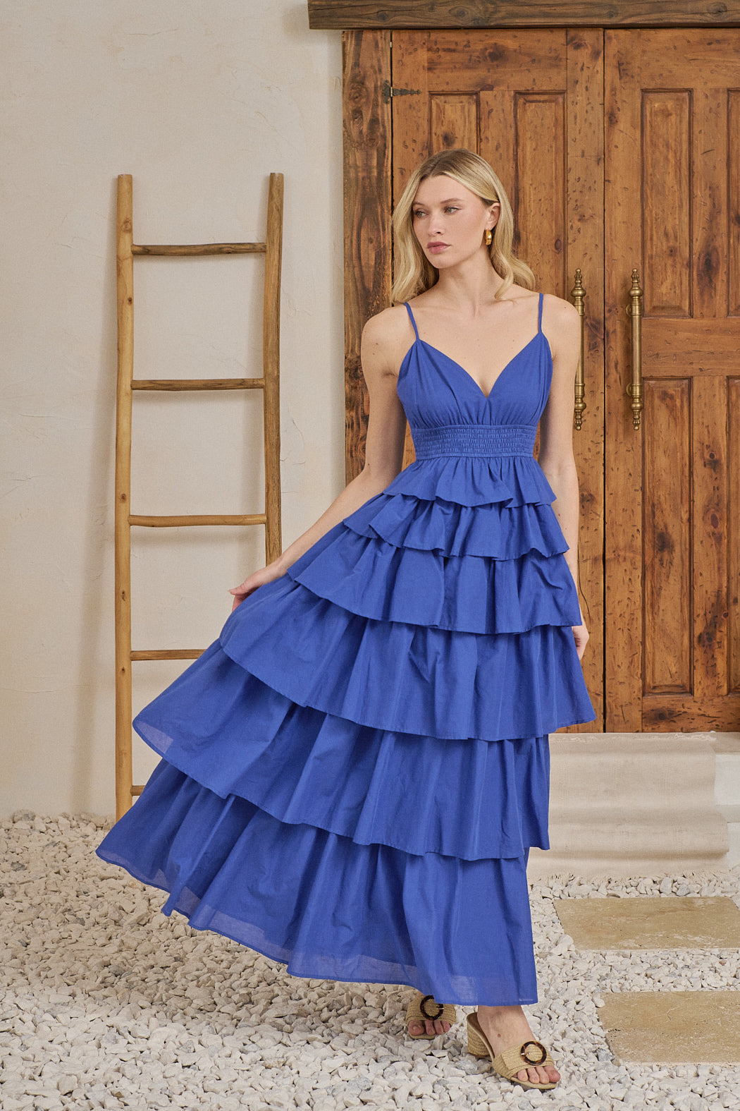 Marvey Ruffle Tiered Maxi Dress COBALT / XL by Sugarlips Marvey Ruffle Tiered Maxi Dress COBALT / XL by Sugarlips