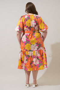 Milley Floral Wynette Tiered Midi Dress Curve