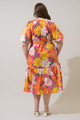 Milley Floral Wynette Tiered Midi Dress Curve