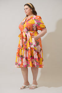 Milley Floral Wynette Tiered Midi Dress Curve