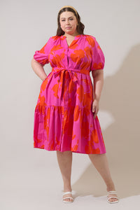 Aurea Floral Wynette Tiered Midi Dress Curve