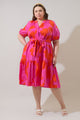 Aurea Floral Wynette Tiered Midi Dress Curve