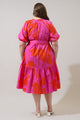 Aurea Floral Wynette Tiered Midi Dress Curve