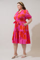 Aurea Floral Wynette Tiered Midi Dress Curve