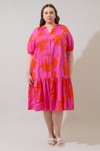 Aurea Floral Wynette Tiered Midi Dress Curve