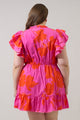 Aurea Floral Alina Ruffle Shift Mini Dress Curve