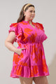 Aurea Floral Alina Ruffle Shift Mini Dress Curve