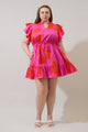 Aurea Floral Alina Ruffle Shift Mini Dress Curve