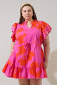 Aurea Floral Alina Ruffle Shift Mini Dress Curve